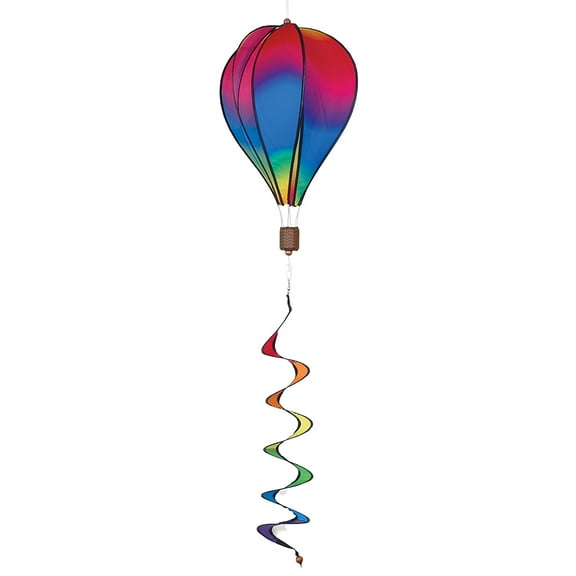 Hot Air Balloon Hanging Garden Spinner 16" - Vibrant Wavy Gradient Design, Weather-Resistant Outdoor Decor, Durable & Lightweight for Patios, Yards, and Gardens - Eye-Catching Wind Spinner