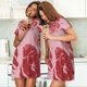 thumbnail image 4 of Fotbe Striped Meat Bata de Dormir para Mujer con Estampado, Camisón de Algodón de Manga Corta, Ropa de Dormir Casual, 4 of 6