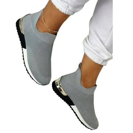 

Women s Knit Slip On Shoes Lightweight & Comfort Casual Walking Sneakers Tenis Feminino Shoes 43 Gray