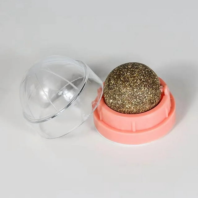 Rascador de hierba gatera para gatos, Bola de pared de juguete, elimina bolas naturales saludables para promover la digestión, hierba para gatos, aperitivos,3PCS Pink