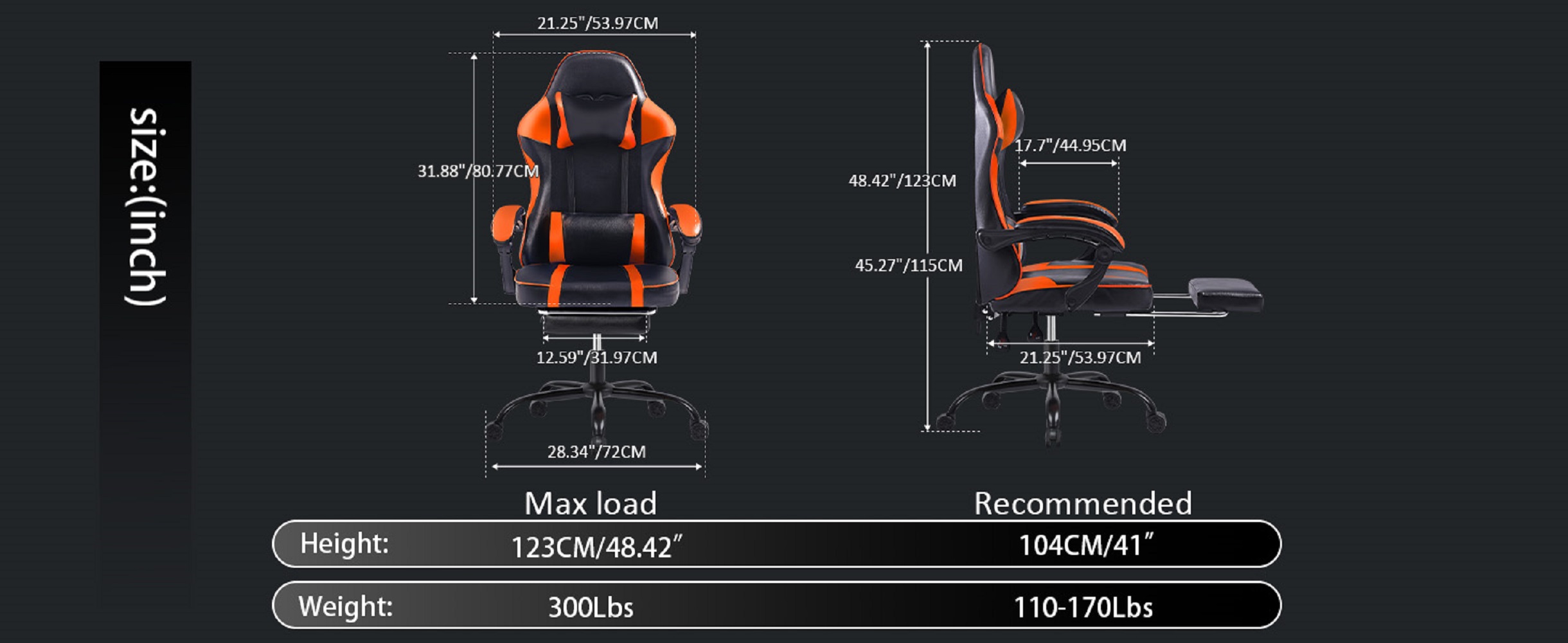 Video Game Chairs for Adults, PU Leather Gaming Computer Chair with Footrest, 360°Swivel Adjustable Lumbar Pillow