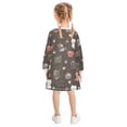 thumbnail image 3 of Girls' long-sleeved dress Cute Cat with Paw Prints Girls' A-line dress with ribbed cuffs Soft and comfortable, 3 of 6