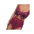 thumbnail image 4 of Women Sexy Belly Skirt Sequined Fringe Mini Skirt with Adjustable Waist Straps Beach Wrap Skirt, 4 of 5
