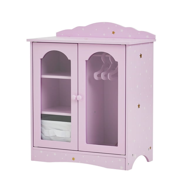 Teamson Kids Garde-Robe de Poupée en Bois Meubles pour Poupées Bébé Jouet de Jeu de Rôle