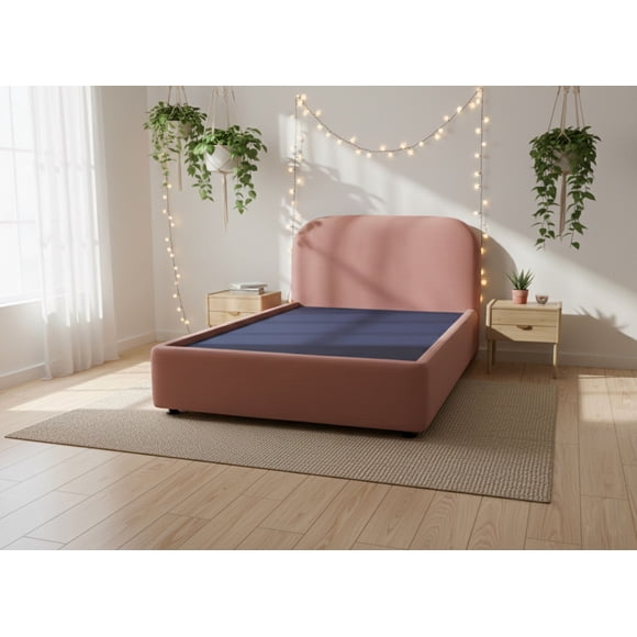 LASE Muebles Cama Matrimonial - Base Box + Cabecera • Suave y Elegante Azul marino