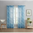 thumbnail image 2 of The Pioneer Woman Boutique Light Filtering Sheer Curtain Panel Pair, Set of 2, Floral Blue, 40"W x 84"L, 2 of 7