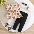 thumbnail image 4 of Tiweut Girls Outfits Valentine's Day Heart Leopard Print Bow Dresses Pants Summer Set,2-3 Y, 4 of 9