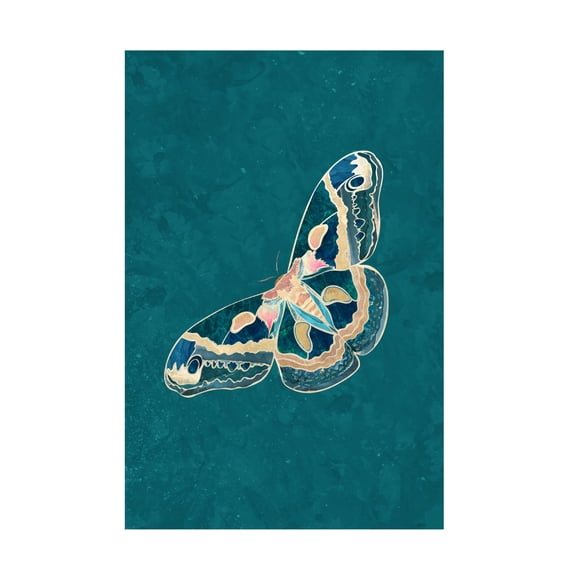 Trademark Fine Art Sarah Manovski Turquoise Gold Moth Butterfly Canvas Wall Art