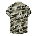 thumbnail image 2 of Camisas De Vestir Para Hombre Azul Camisa de solapa de manga corta con estampado suelto de moda de verano para hombre (Brown, M), 2 of 7