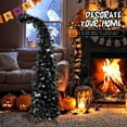 thumbnail image 3 of Ayieyill 5ft Pop up Black Halloween Tree, Collapsible Pencil Tree with Spider Web Decor Halloween Decorations, 3 of 7