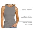 thumbnail image 3 of Ribbed Tank Tops for Women, High Neck Sleeveless Racerback, Slim Fit Long Basic Knit Casual Layering Shirts, 3 of 5