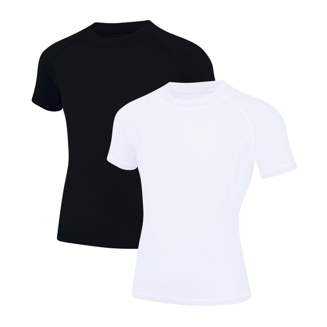 Camisa de compresión Runceptual Youth Boys de manga corta, paquete de 2