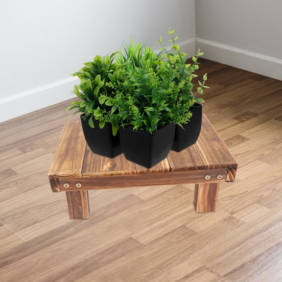 EXHUMKY Versatile Wooden Plant Rack for Indoor Use with Coffee Color and Minimalist Style