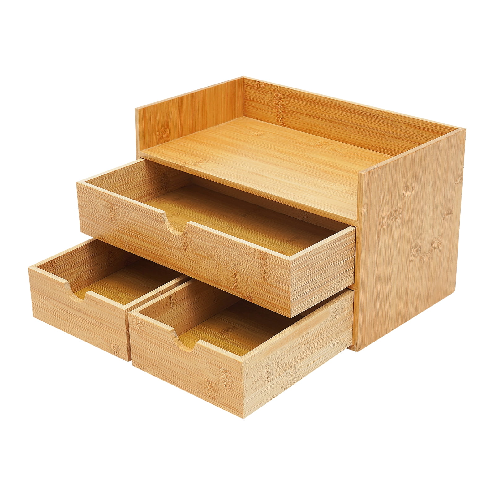 Vintoro Natural Bamboo Desk Organizer with 3 Drawers, Mini Storage Organization Box, for Office Home