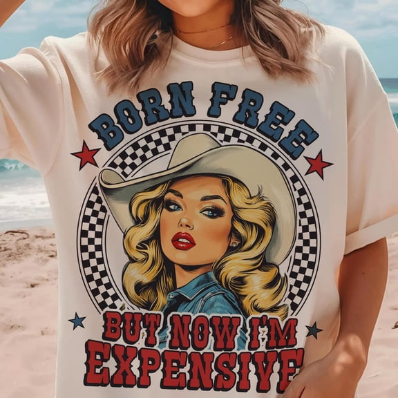 Born Free But Now I’m Expensive Shirt, Funny Retro 4th of July Tee, Vintage America Independence Day T-Shirt, Patriotic Humor Gift