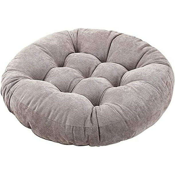 Nvzi Cojines de suelo Cojines redondos Cojines para silla Cojines para asiento de exterior para sentarse Meditación Yoga Sala de estar Sofá Balcón 22x22 pulgadas, Gris