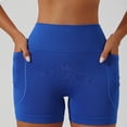 thumbnail image 4 of UDAUDU Shorts for Women High Waist Compression Biker with Pockets Seamless Butt Lifting Gym Workout Shorts Blue S, 4 of 8
