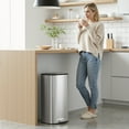 thumbnail image 3 of TLSUNNY 30L Step-On Oval Trash Can, 8 Gal Brushed Stainless Steel Garbage Bin with Slow-Close Lid & Handle for Kitchen/Bathroom, 3 of 9