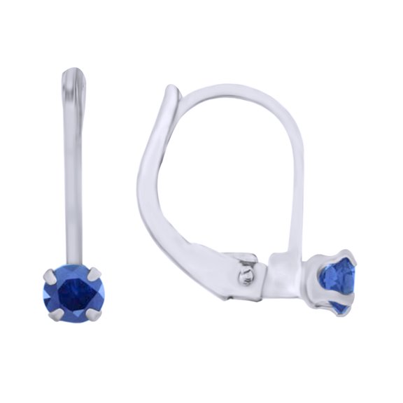 AFFY Round Cut Simulated Blue Sapphire Drop Earrings In 14K Solid White Gold