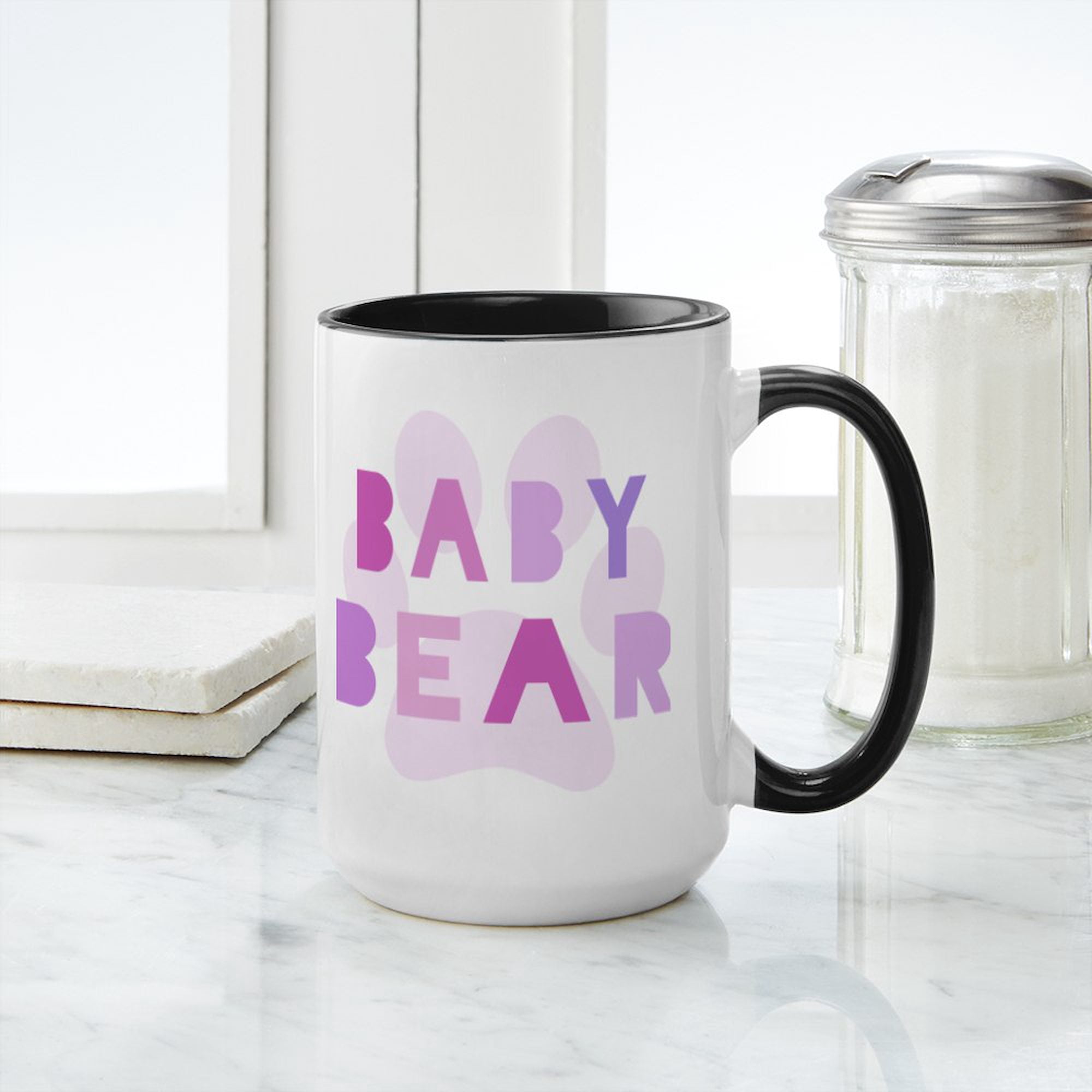 CafePress - Baby Bear Baby Girl Mug - 15 oz Ceramic Large White Novelty Mug