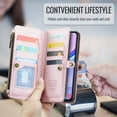 thumbnail image 5 of Dteck Crossbody Wallet Case for Samsung Galaxy A16 5G,Heavy Duty Leather Case  PU Leather Magnetic Closure Zipper Pocket Stand Cover with Shoulder Strap for Samsung Galaxy A16 5G,Pink, 5 of 8