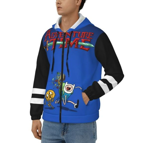 Unisex Adventure Time Zip Up Hoodie Graphic Hooded Sweatshirt for Men Women Outdoor Jacket