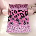 thumbnail image 4 of Homewish Pink Cheetah Print Queen Sheets for Girls, Princess Glitters Printed Queen Sheet Sets, 4 Pieces (1 Flat Sheet, 1 Fitted Sheet and 2 Pillowcases), 4 of 6