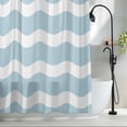 thumbnail image 2 of Sky Blue and White Stripes Fabric Shower Curtain Sea Wave Washable Shower Curtains for Bathroom, Waterproof Bath Curtain with Hooks Home Decor 36x72in, 2 of 8