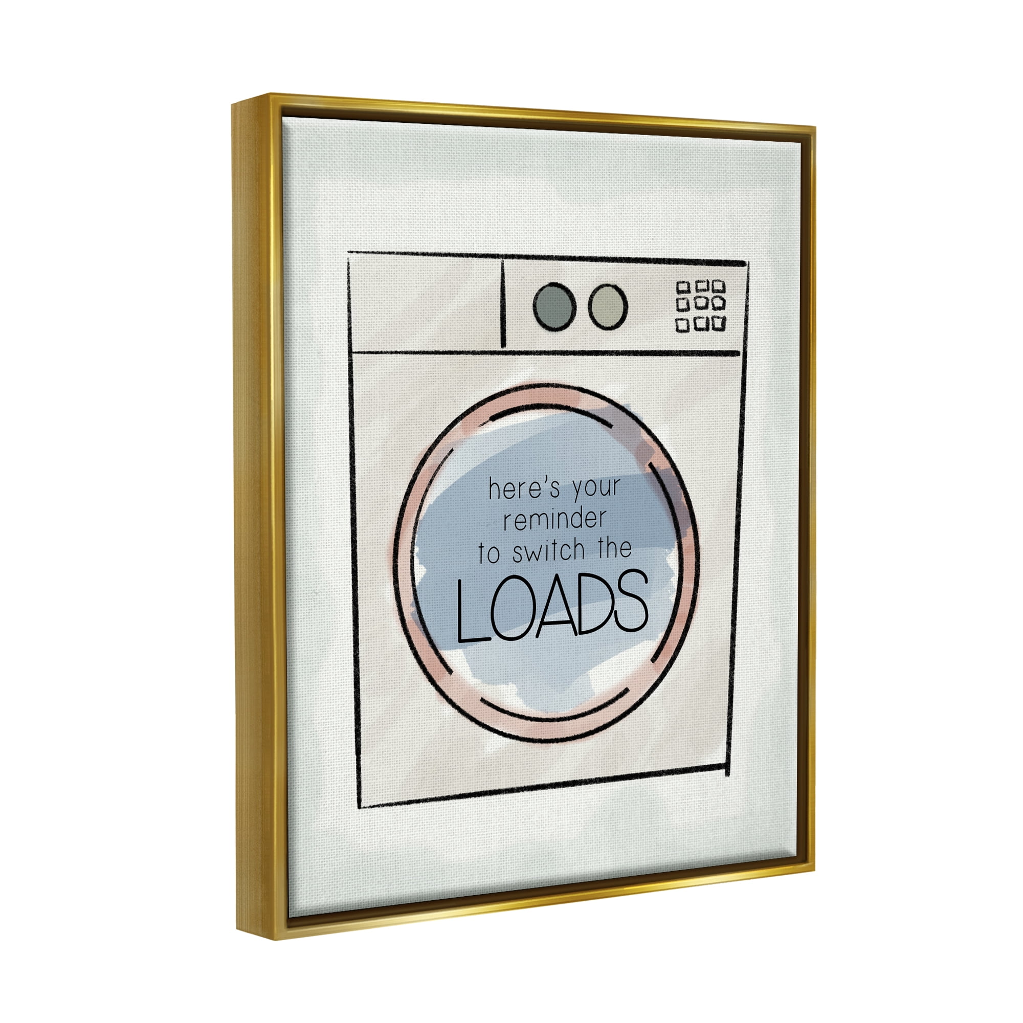 Stupell Industries Switch Laundry Loads Phrase Typography Painting Gold Floater Framed Art Print Wall Art, 17 x 21