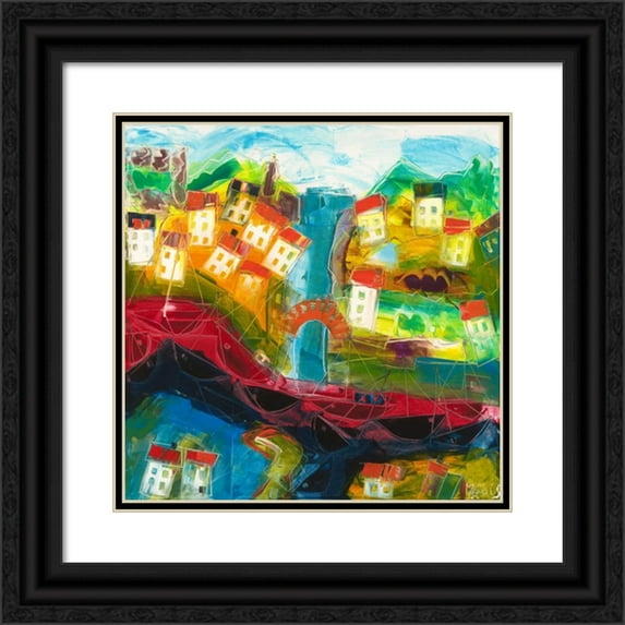 Muller,Max 12x12 Black Ornate Wood Framed with Double Matting Museum Art Print Titled - Abstract landscape VI