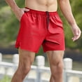 thumbnail image 2 of WRKEKC Summer Shorts for Men Solid Color Fashion Simple Pocket Drawstring Waist Loose Leather Label Shorts 5-Inch with Casual Style, 2 of 9