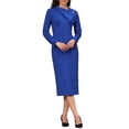 thumbnail image 2 of INSPIRE CHIC Women's Elegant Pencil Dress Lapel V Neck Long Sleeve 2025 Trendy Work Knee Length Dresses S Klein Blue, 2 of 5