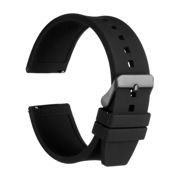 Uxcell Silicone Watch Band 24mm Quick Release Flexible Soft Rubber Watch Strap with Stainless Steel Black Clasp Replacement Wristband for Men Women, Black