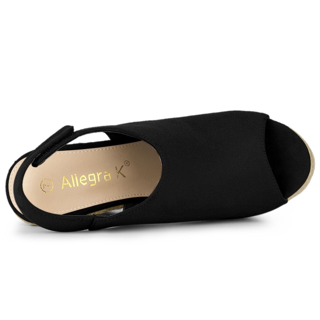 DARING DIVA Slingback Platform Wedges Heel Espadrille Wedge Sandals Black 6