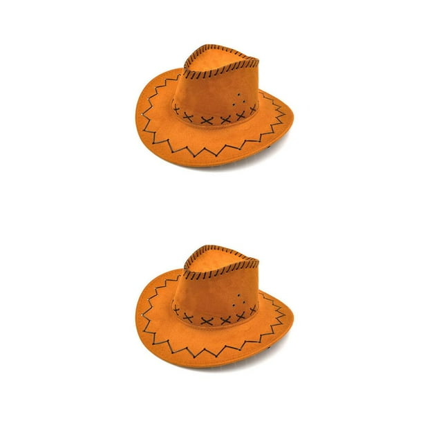 Qarigey Adults Portable Fashion Western Style Cowboy Photography Wide Hat Headwear Banquet Cosplay Decor Brim Cap Prop Amarillo 2piezas Qarigey CBP011679