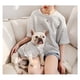 thumbnail image 2 of Ropa para padres e hijos a rayas para perros y adultos, camiseta, chaleco bonito para mascotas, ropa de verano de manga corta para perros pequeños, niños y niñas-2 piezas ER, 2 of 5