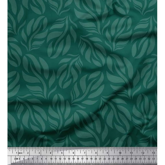 Soimoi Cotton Poplin Fabric Leaves Shirting Printed Fabric 1 Yard 56 Inch Wide