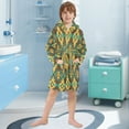 thumbnail image 5 of FORMRS Niños Bathrobe Unisex Hooded Robe Soft Plush Pajamas Sleepwear, Size 7-9T, Geometric Patterns, 5 of 7