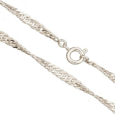 18Inch Necklace Silver Twisted Flat Curb Chain With Springring Clasp