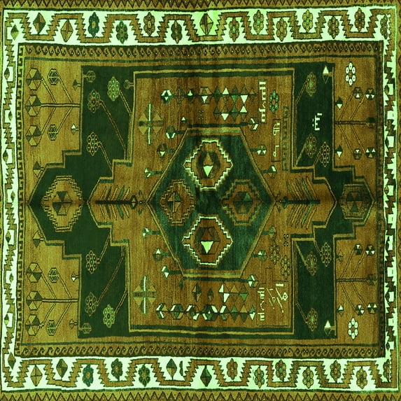 Ahgly Company Indoor Square Persian Green Traditional Area Rugs, 5' Square