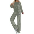 thumbnail image 6 of Cadancy Women Lounge Set Long Sleeve Velvet Soft Off Shoulder Tops Wide Leg High Waisted Pants Comfy Winter Loungewear 2 Piece Outfits Trendy Sweatsuits 2025, 6 of 9