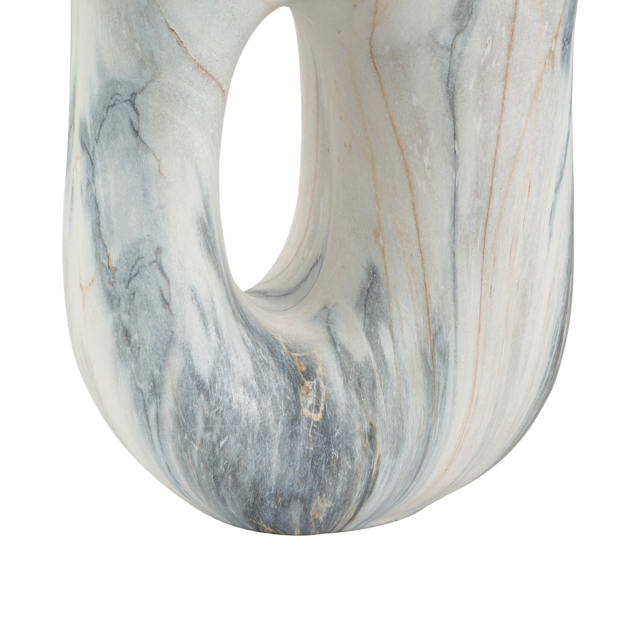 Christopher Knight Home 18.9" U-Shaped MGO Stone Marble Accent Side Table, Indoor Outdoor Use, Blue