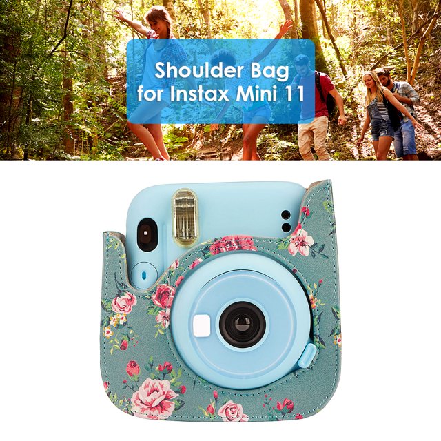 Kuymtek Funda protectora de cuero PU para cámara Fujifilm Instax Mini 11 9 8+ 8 (verde)