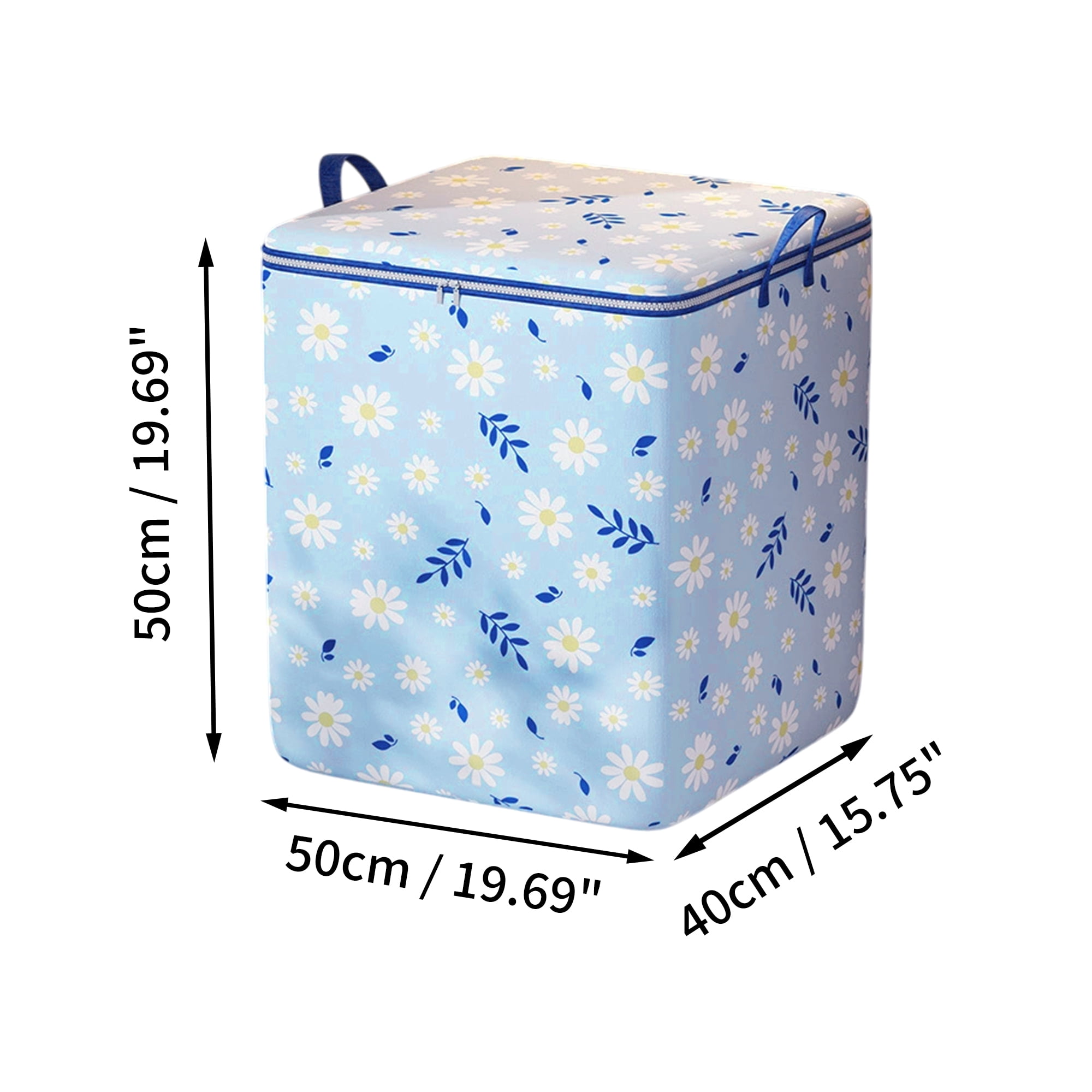 Unique Bargains Daisies Pattern Storage Bag Storage Bins 1 Pc Blue 19.69"x15.75"x19.69"