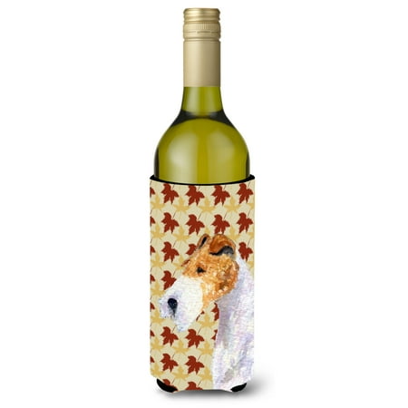 

Caroline s Treasures SS4378LITERK Fox Terrier Fall Leaves Portrait Wine Bottle Hugger Wine Bottle multicolor