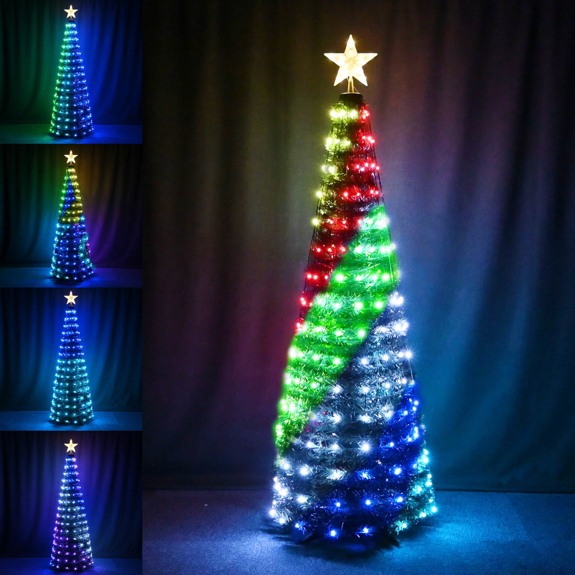 Yescom 5Ft RGB Christmas Tree Decoration Light Pop Up Christmas Tree  Bluetooth APP Remote Control Indoor Outdoor Festival Décor