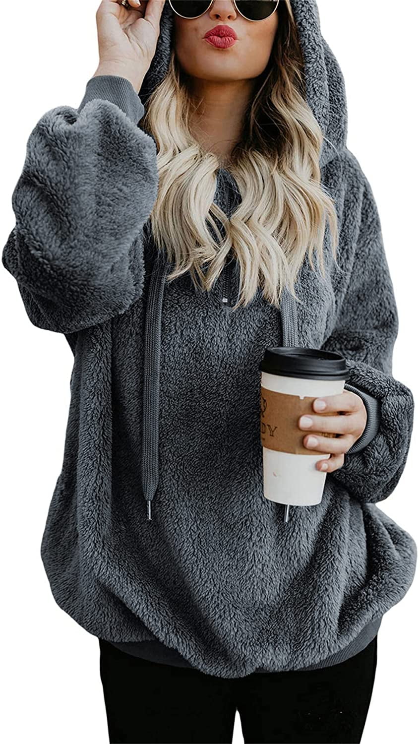 ICHUDAN Womens Fuzzy Hoodies for Women 