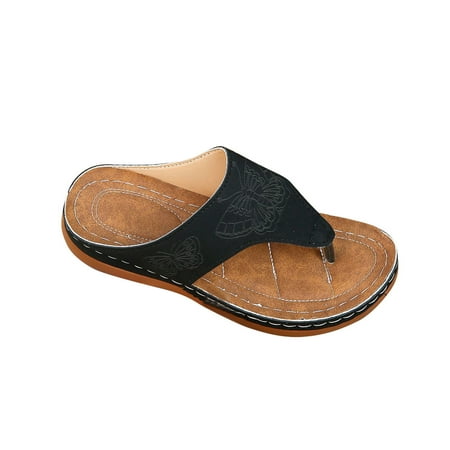 

Orthopedic Sandals Women Arch Support Wide Fit Wedge Sandals Ladies Walking Sandals Clearance Beach Holiday Thong Sandals Low Heel Flip Flops Toe Post Sliders Summer Beach Pool Shoes