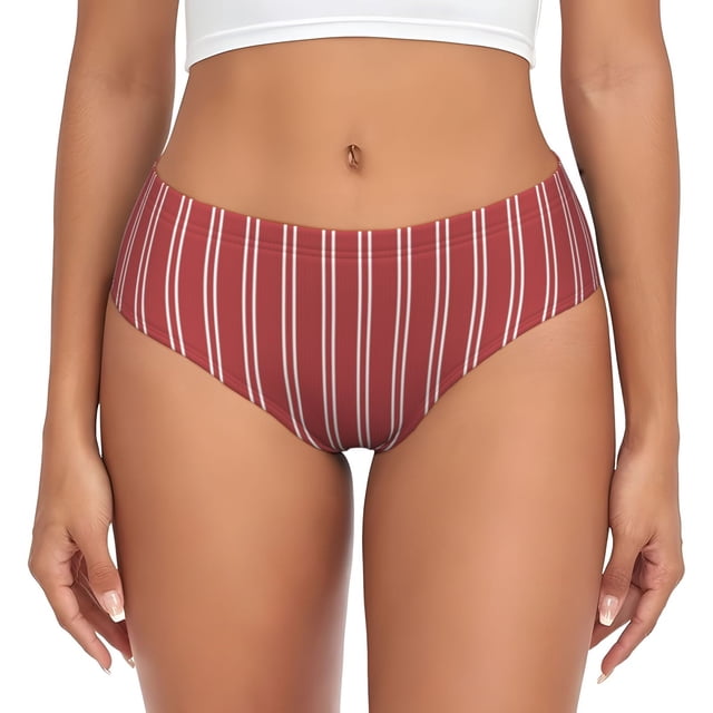 Fotbe Stripes Red White Calzones Estampados para Mujer – Ropa Interior de Algodón, Cómoda, Suave y Elástica-Medium