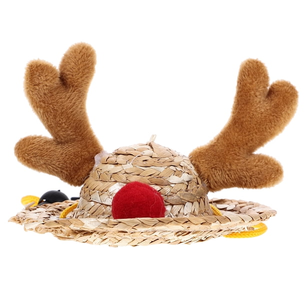 Gorro navideño de hámster pequeño, gorro para mascotas de dibujos animados, gorro navideño de animales pequeños, sombrero temático de alce